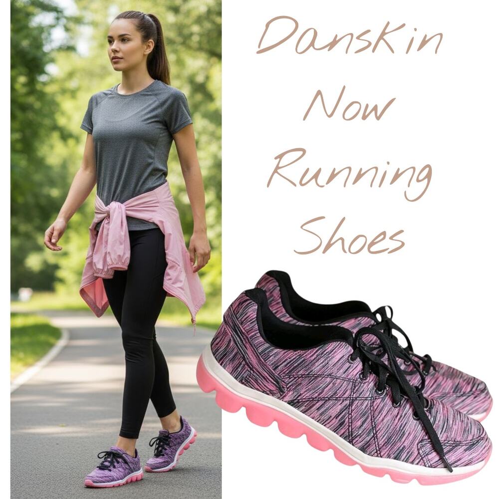 Danskin Now Athletic Sneakers Women's Size 10 Pink/Black Lace-up Shoes